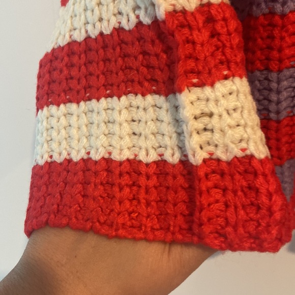 Cloud ten sweater sz small red purple white stripes like new chunk knit sweater - Picture 9 of 15